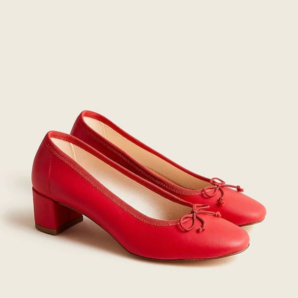 J. Crew Red Flats with Bow Detail